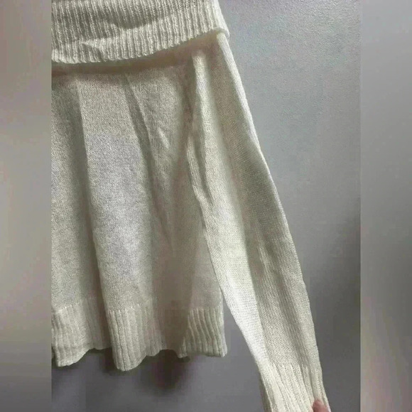 Y2K Ann Taylor Loft Wool Blend Beaded Cowl Sweater | Cream & Silver | Size L - Picture 13 of 13